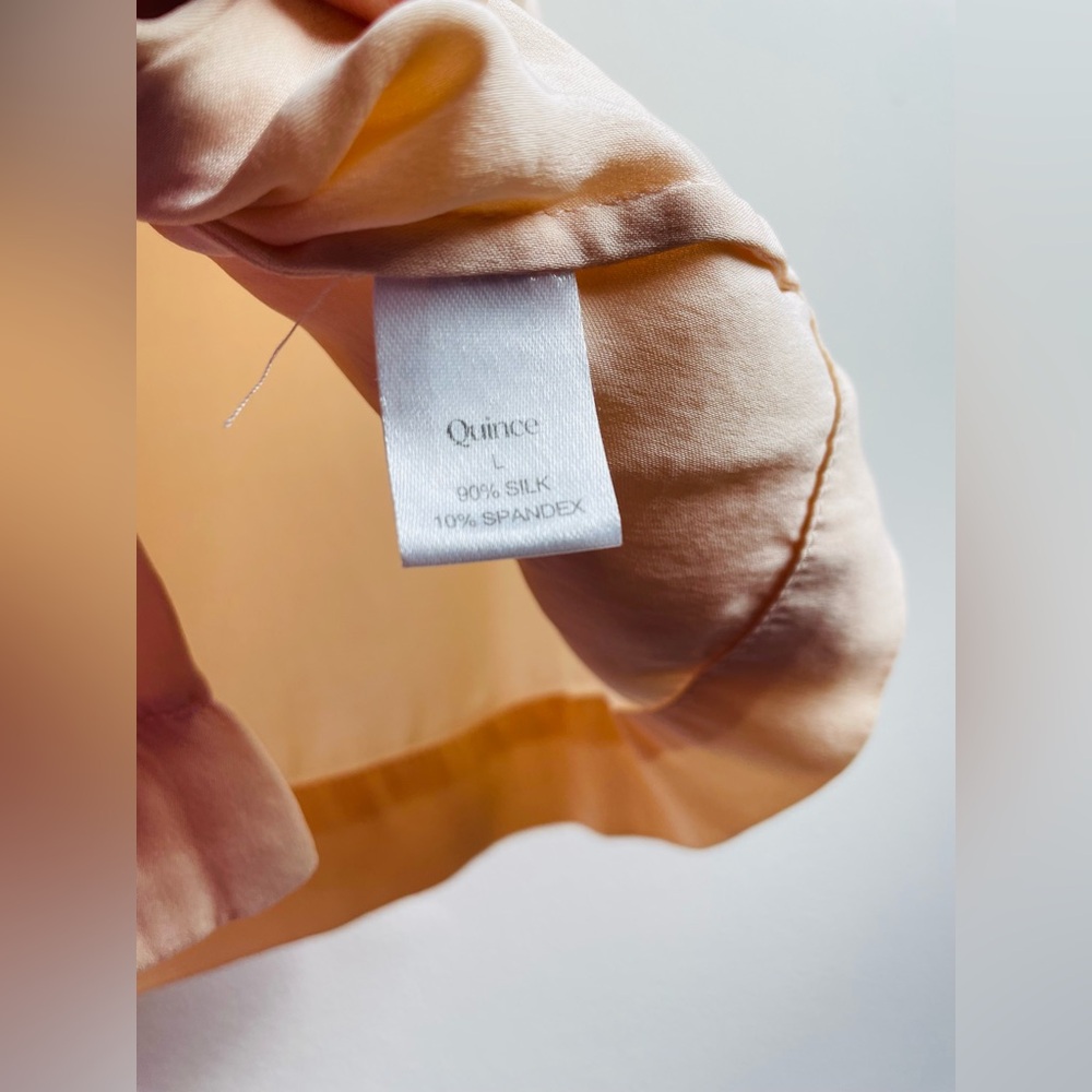 Quince Washable Stretch Silk Light Pink Short Sleeve Blouse Size Large - Picture 5 of 9